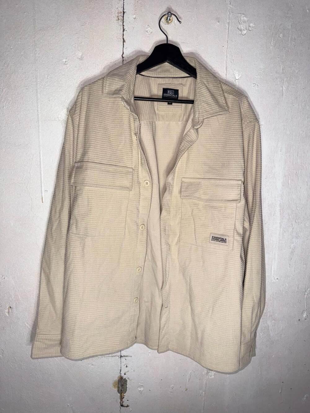 DRJ Essentials by Drill Clothing Co. Tan Waffle Knit Button-Up Shacket Size L
